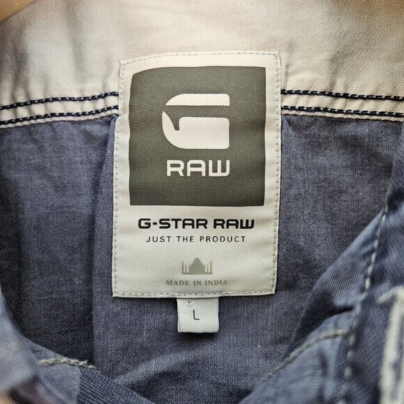 G-Star Raw Camouflage Shirt Pearl Snap Pocket Short Sleeve Button Up Mens Size L - Picture 8 of 10